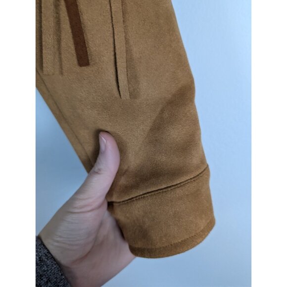 Nasty Gal Women's Camel Tan Fringe Faux Suede Jacket Western Cowgirl Size Small - Picture 8 of 16